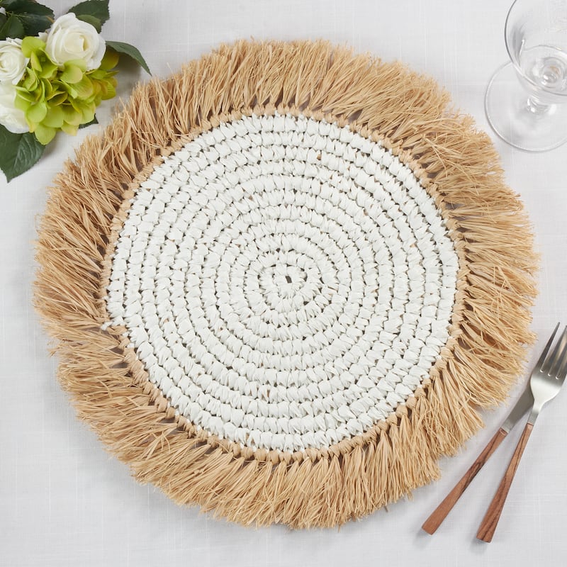 Raffia Design Round Placemats (Set of 4) - 15"x15"