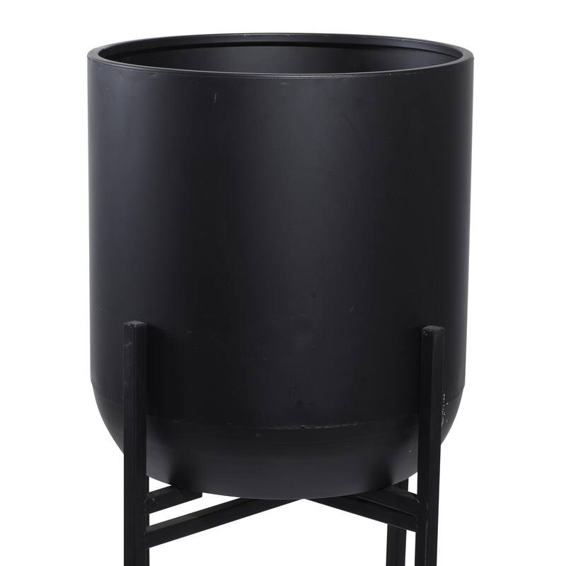 Metal Indoor Outdoor Planter with Removable Stand - Black - Roche River Decor