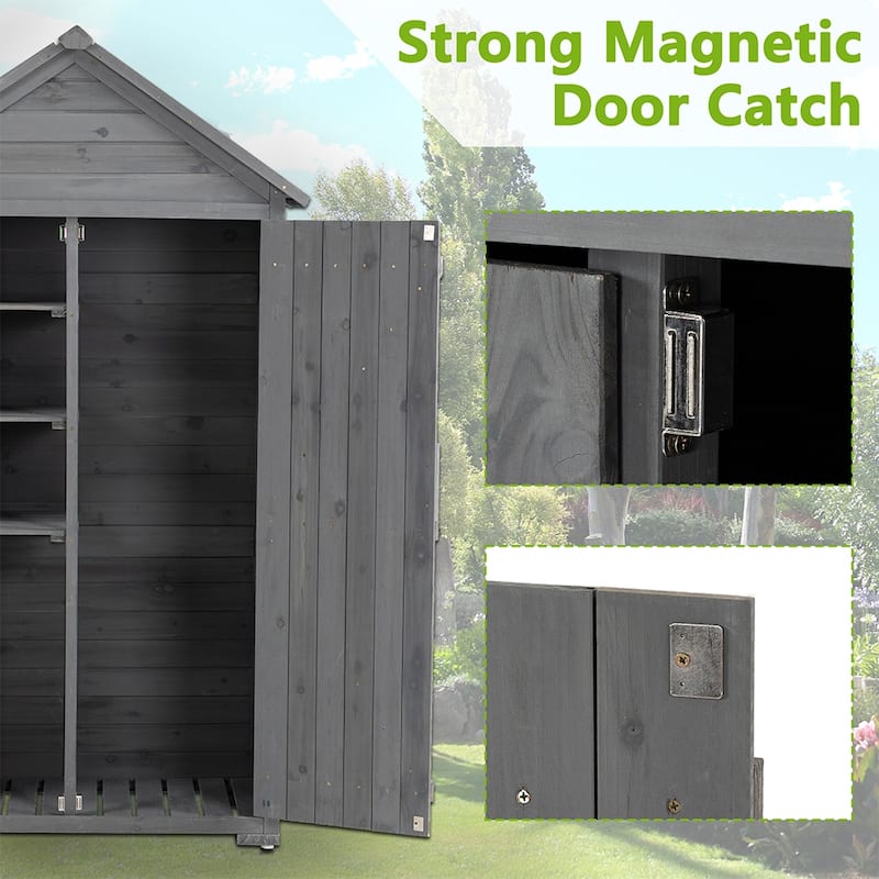 3.3 ft. W x 1.8 ft. D Wood Outdoor Storage Shed w/Detachable Shelves