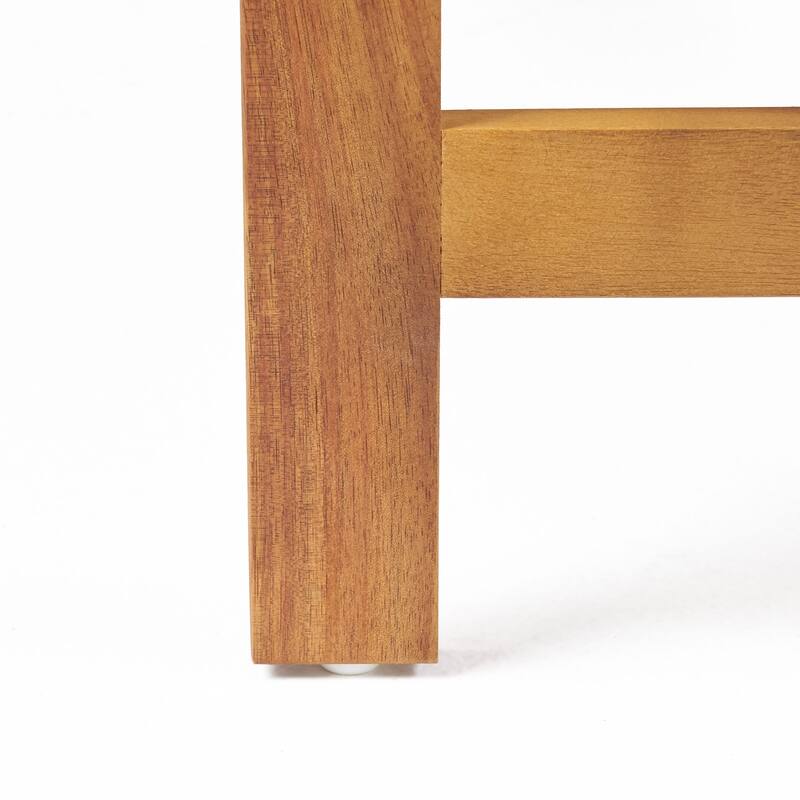 Acacia Wood Table Chairs Set with Slat Back Arm Chairs and Coffee Table, Outdoor Sectional Conversation Sets, 3-Piece