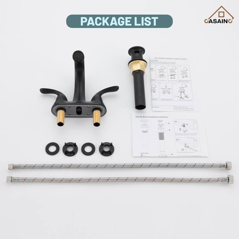 4 in. Centerset Double Handle Bathroom Faucet with Drain Kit Included
