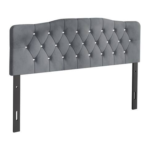 CraftPorch Velvet Button Tufted Curved Adjustable Headboard