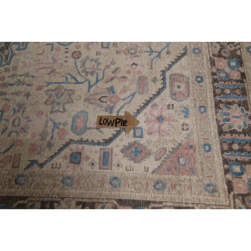 Geometric Beige Tabriz Persian Rug Hand-Knotted Wool Carpet - 8'1"x 10'8"