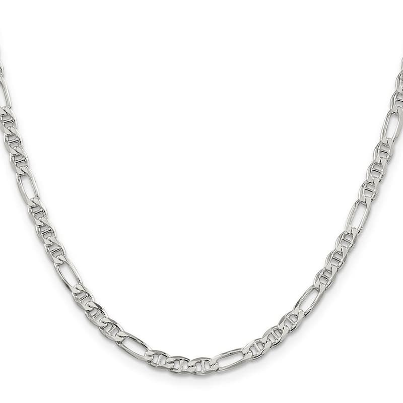Curata 925 Sterling Silver Solid 3.75mm Figaro Mariner Anchor Chain (Lobster)