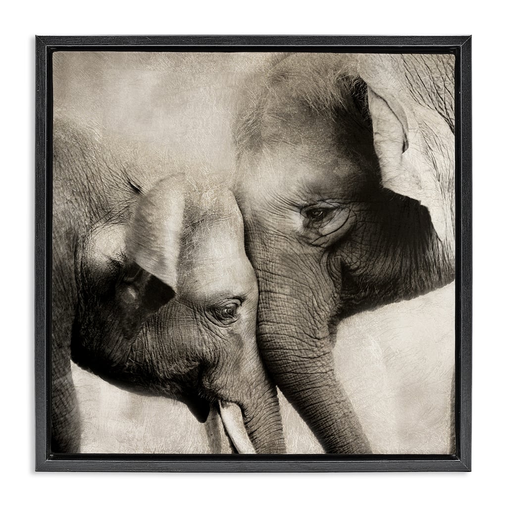 Stupell Elephant & Baby Hug Framed Floater Canvas Wall Art Design By CAD Designs