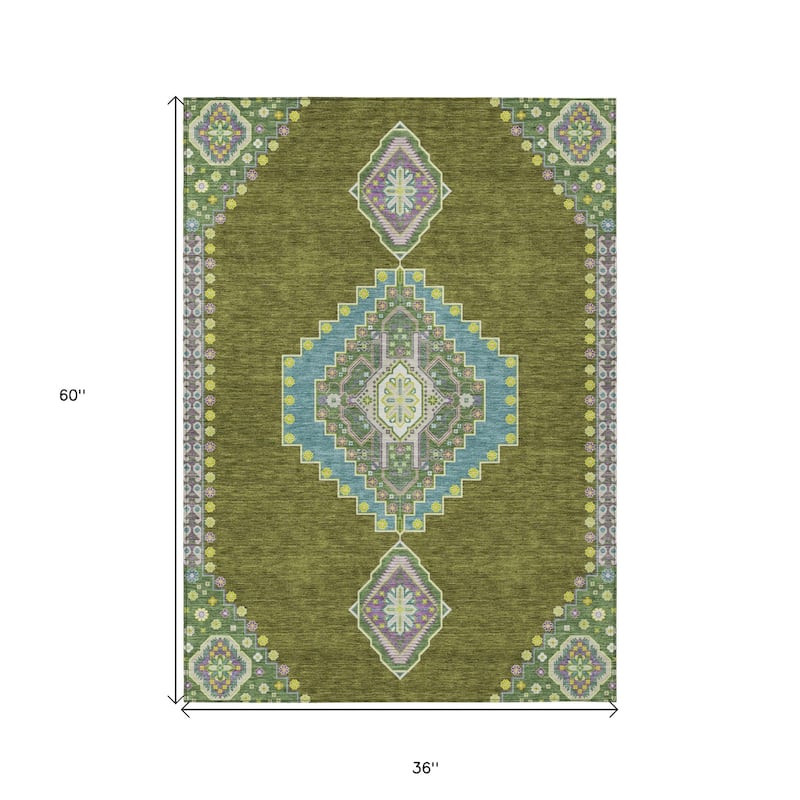 HomeRoots Oriental Traditional Rectangle Outdoor Rug