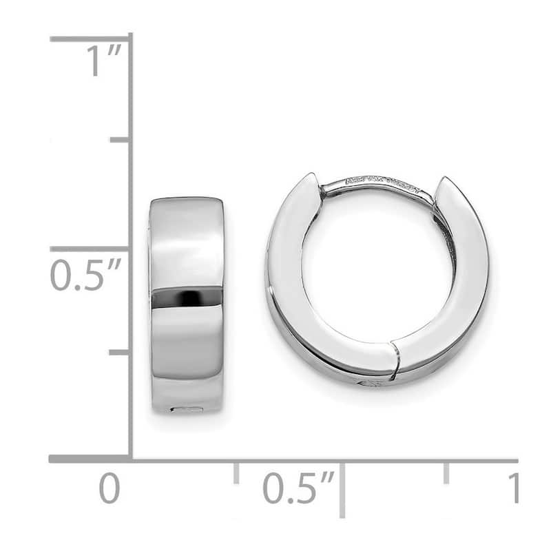 Curata 14k White Gold Solid Polished Hinged Huggies Hoop Earrings (4.5mm x 8mm)