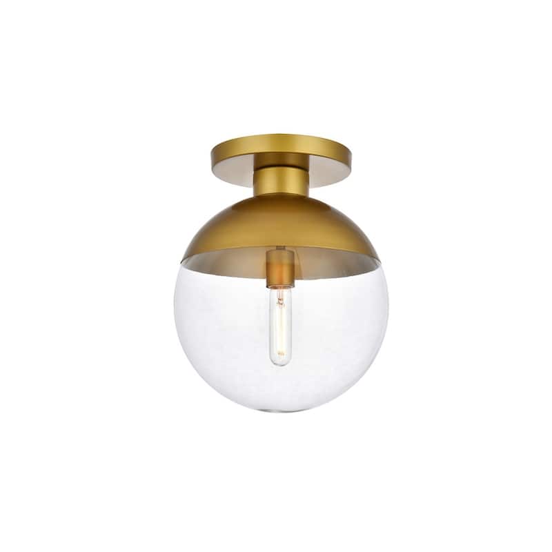 Mid-century Modern 1-light Flush Mount with Glass Orb Shade - N/A