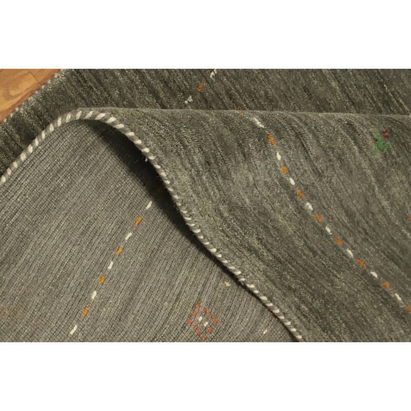 Hand Knotted Oriental 100% Wool Carpet Tribal Animal Pictorial Green Gabbeh Area Rug - 7' 3'' X 5' 2''