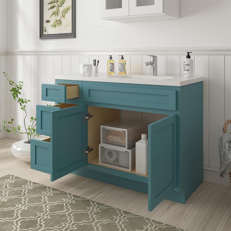 Vanity Art 42" Oak Freestanding Bathroom Vanity Cabinet without Top