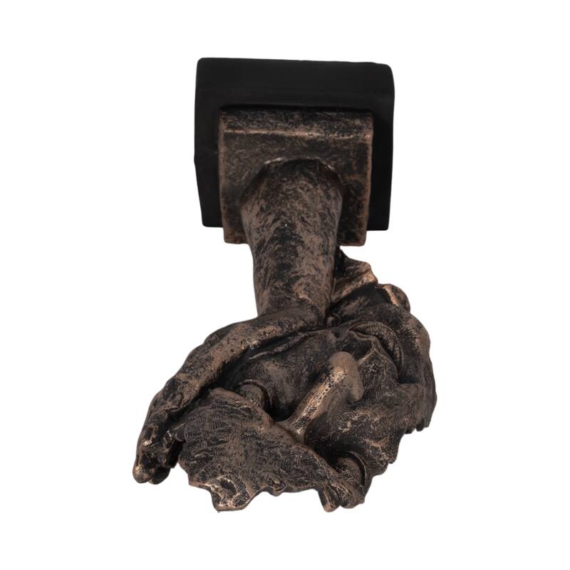 5"Lx4"Wx13"H Bronze Resin Sleepy Head Sculpture, Decorative Figurine for Office, Living Room, or Bedroom Decor, Unique