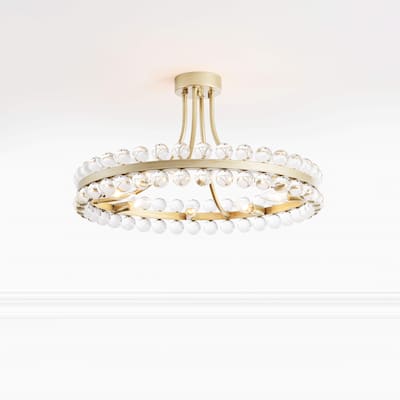Abigail 8-Light Wagon Wheel Crystal Semi-Flush Mount