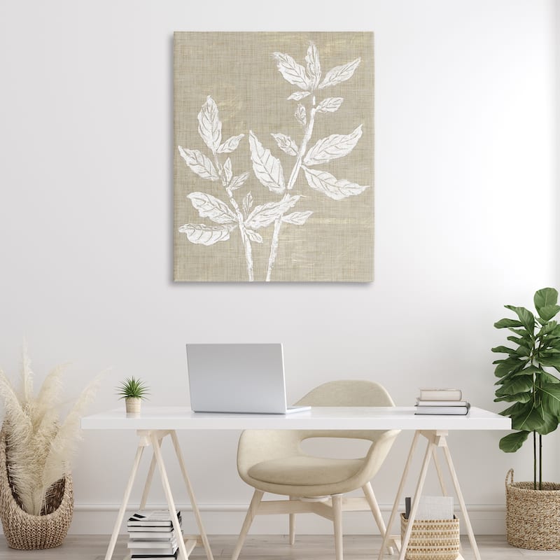 Stupell Boho Leaves on Natural Pattern Canvas Wall Art Design By Melissa Wang