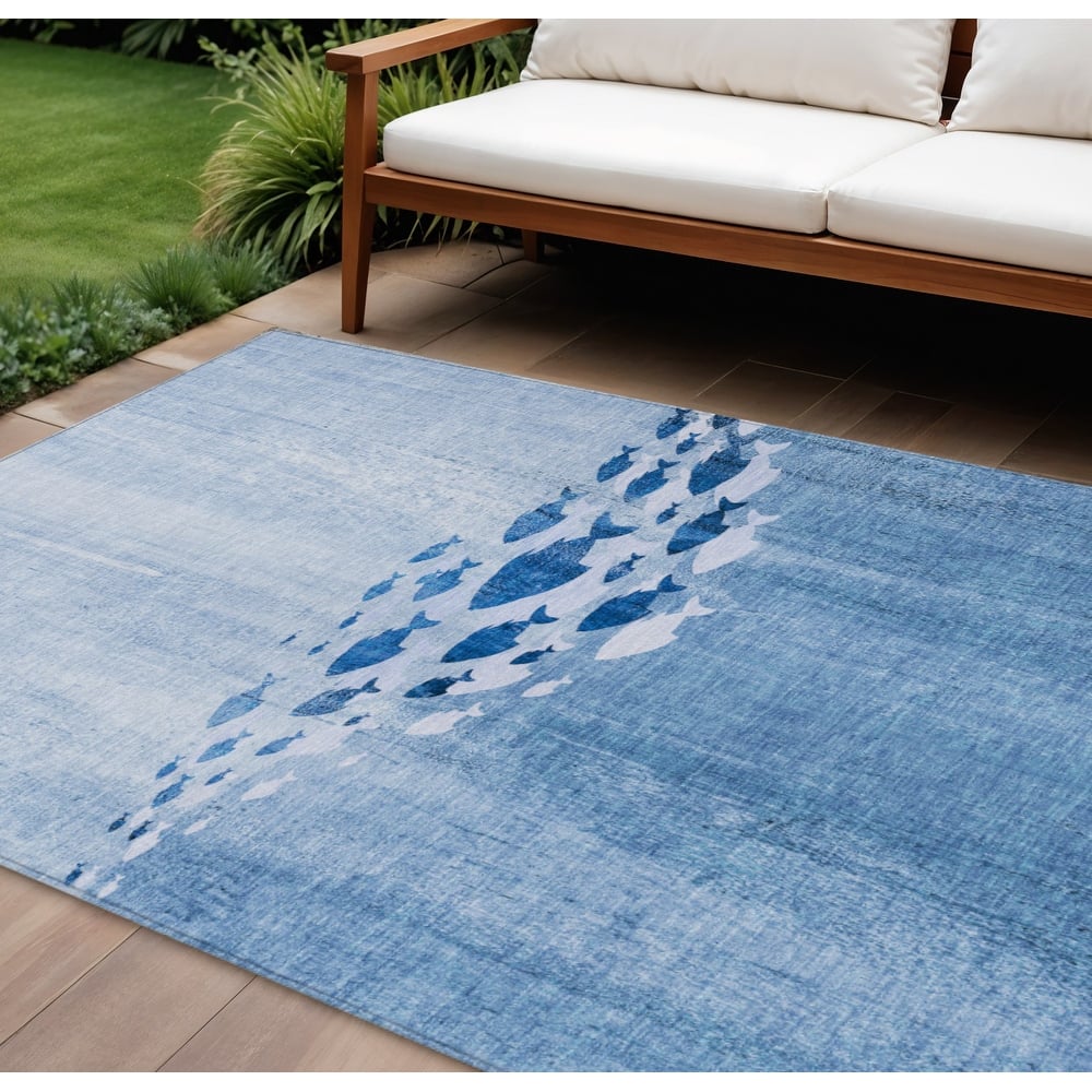 HomeRoots Nautical Transitional Rectangle Outdoor Rug