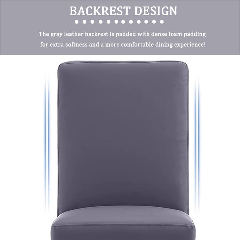 Modern Gray PU Leather Dining Chairs with Chrome Metal Legs