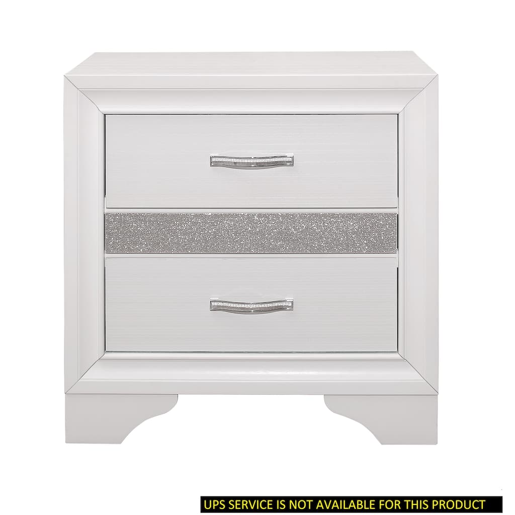 Modern Wooden Nightstand, Decorative Table with Silver Accents,Living Room Side Table with Hidden Jewelry Drawer