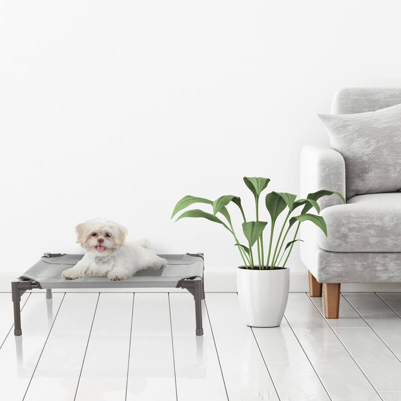 Petmaker Steel Frame Elevated Dog Bed with Non-Slip Feet - Indoor/Outdoor Puppy Cot for Pets