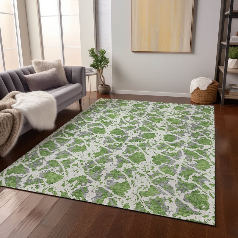 Machine Washable Indoor/ Outdoor Abstract Modern Chantille Rug