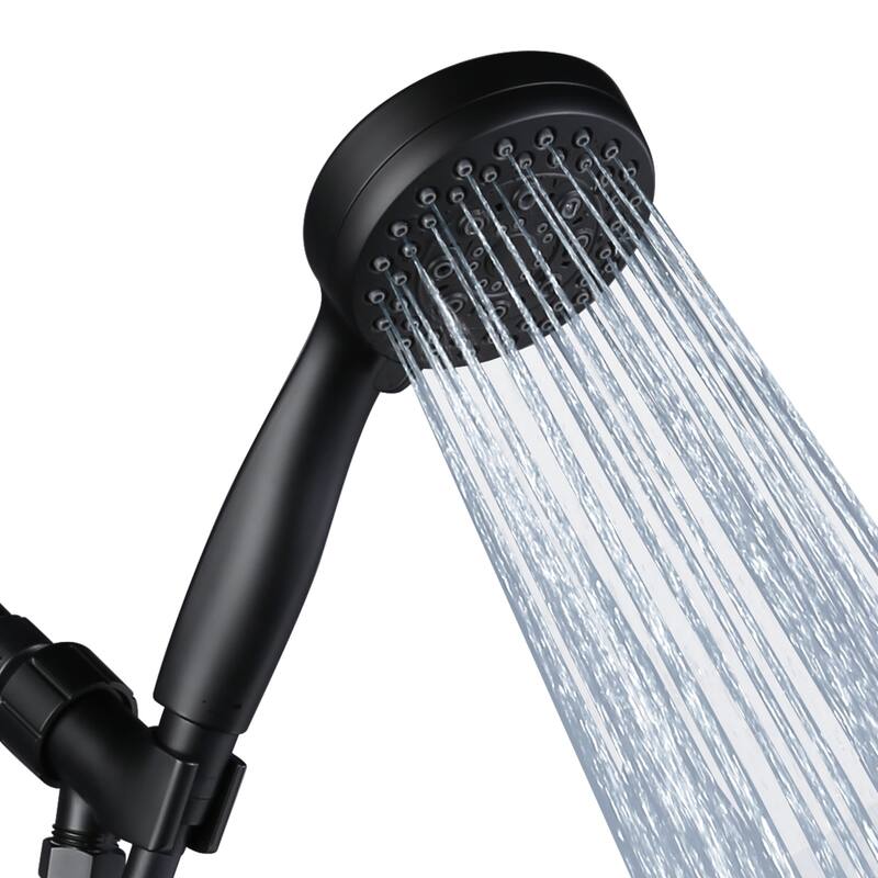 WOWOW 5-Spray 3.5 in. Wall Mount Handheld Shower Head - Matte Black