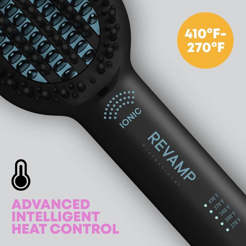 Revamp Progloss Deepform Ceramic Straightener Brush - Ionic Anti-Frizz Straightening Brush, Auto-Off & 9' Swivel Cord