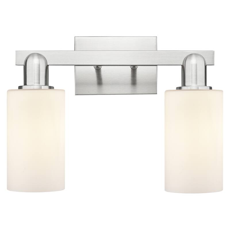 Innovations Lighting 716-2W-11-15 Clymer Vanity Clymer 2 Light 15" - Brushed Satin Nickel / Matte White