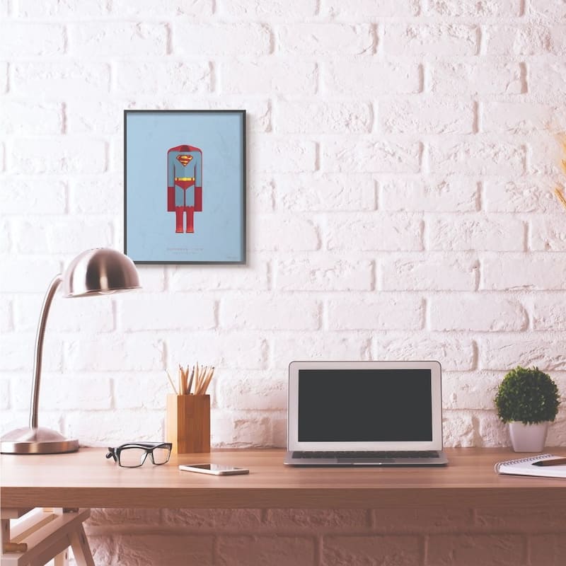 Stupell Superman Famous People Characters Fashion Design Black Framed Wall Art, Design By Artist Fred Birchal