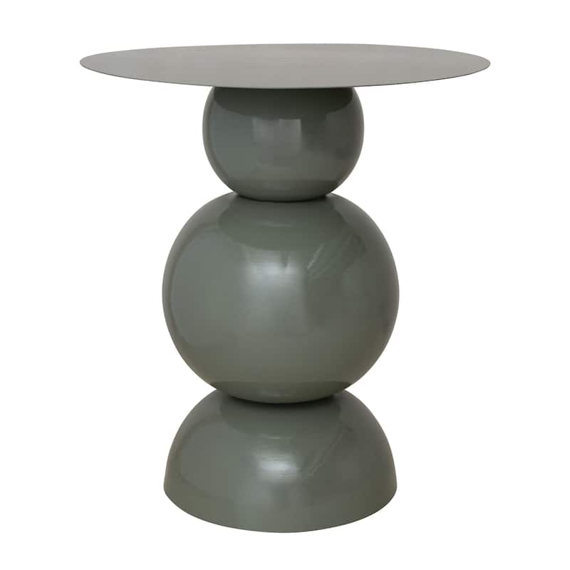 Powder Coated Metal Table with Stacked Base - Gray