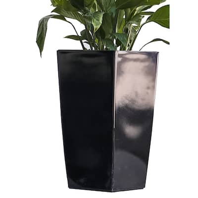 XBrand 22.4" H Plastic Self Watering Indoor Outdoor Square Planter Pot, Tall Decorative Gardening Pot, Home Décor Accent