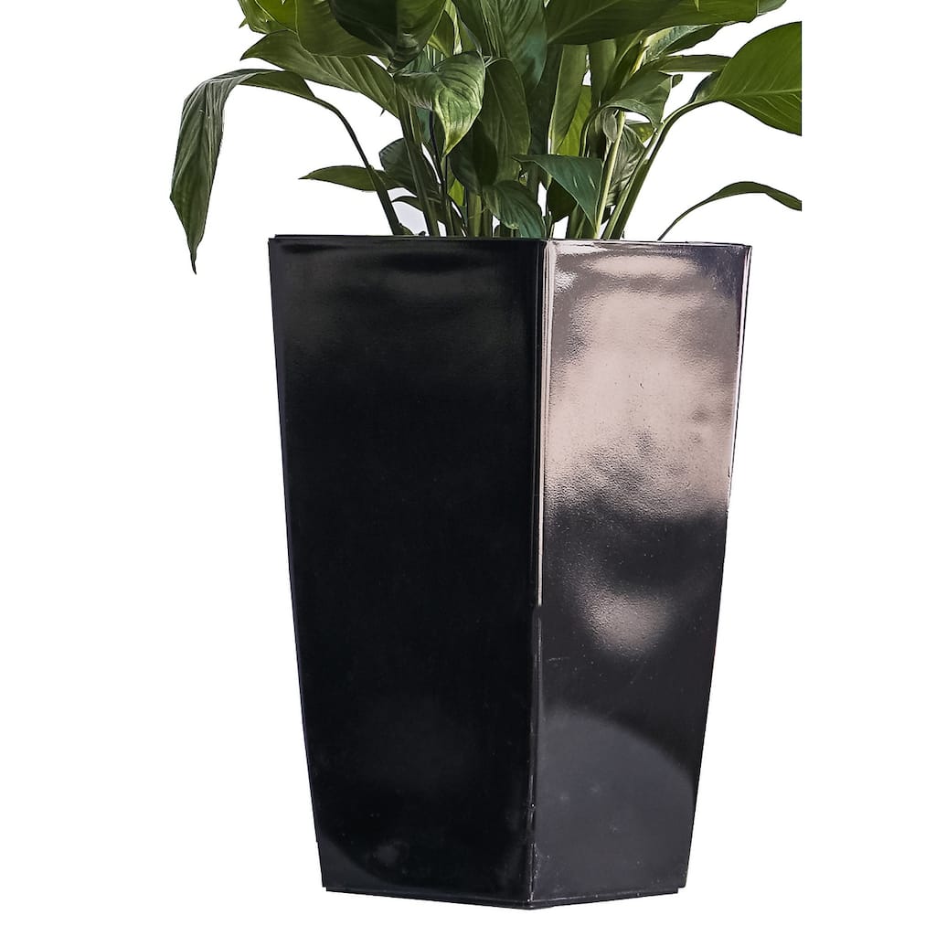 XBrand 22.4" H Plastic Self Watering Indoor Outdoor Square Planter Pot, Tall Decorative Gardening Pot, Home Décor Accent