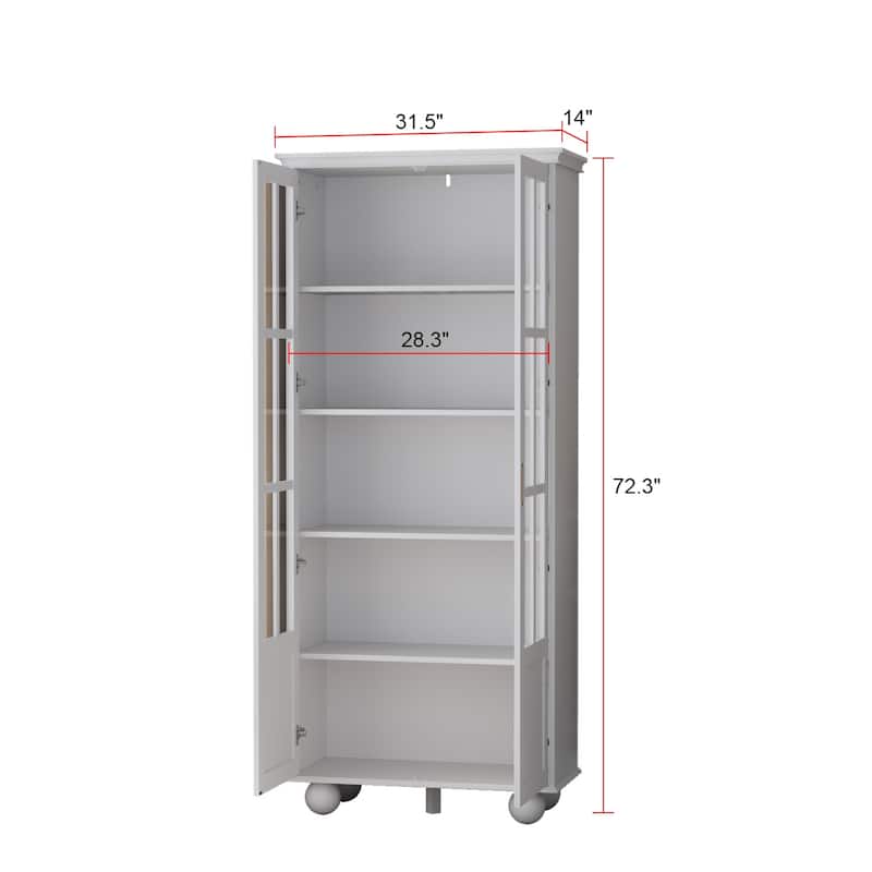 Media Storage Cabinet Acrylic GlassDoor Bookcase Kitchen Buffet Office