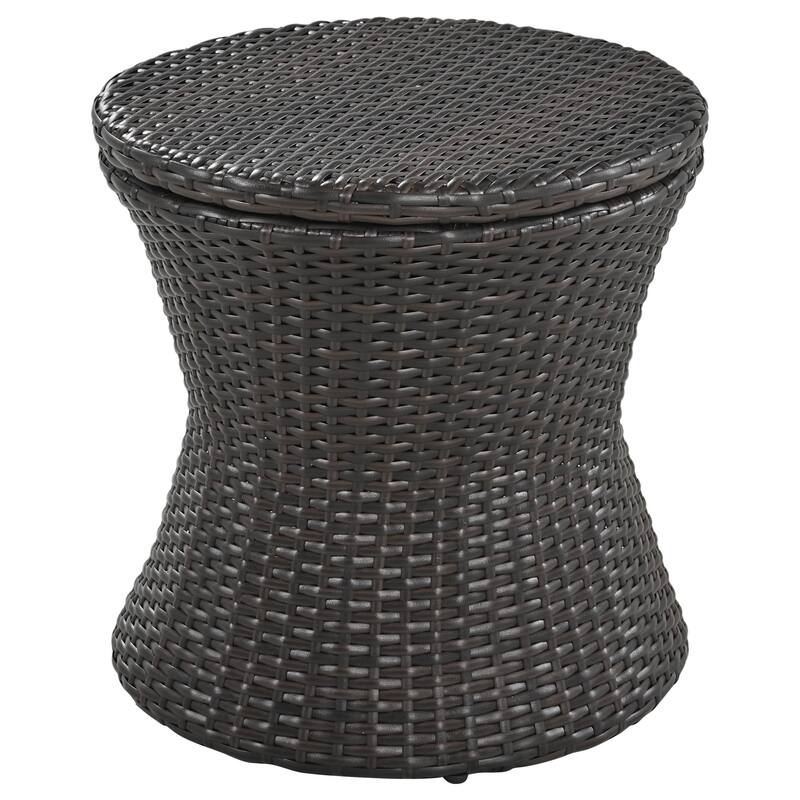 5 Pcs Outdoor Patio Furniture Set, All-Weather Patio Conversation Set with Wicker Cool Bar Table, Single Chairs and Ottomans