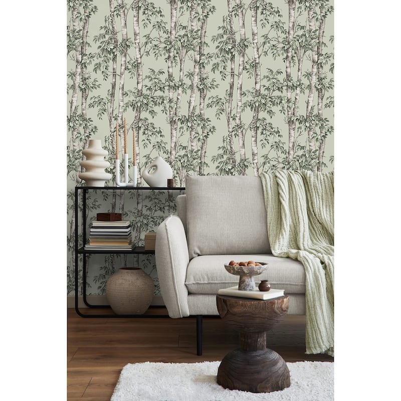 Fine Decor Bastian Green Trees Wallpaper - N/A