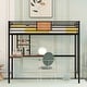 preview thumbnail 5 of 13, Twin Metal Loft Bed with Shelves, 2 built-in ladders and Desk, Black
