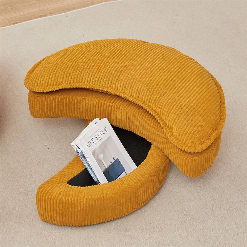 Oversized Swivel Chair with Moon Storage Ottoman with 4 Pillows