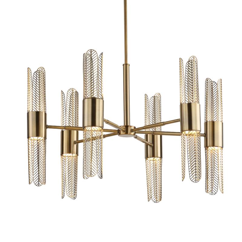 12-Light Ceiling Chandelier with Cut-Out Shade - 31" - Gold