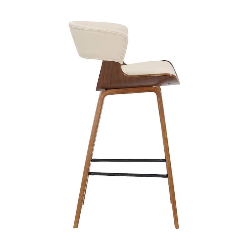 27" Modern Cream and Brown Counter Height Bar Stool with Upholstered Foam Seat and Iron Frame - 36.5”H x 21”W x 20.5”D