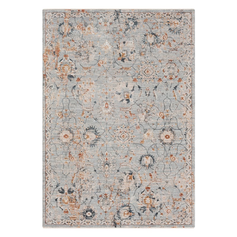 Terra by Obeetee Manor Persian Floral Rug - Blue - 2'6" x 7'3"