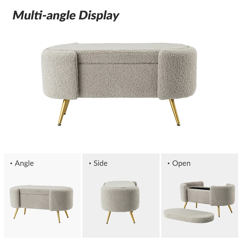 Clara 39.4" Wide Storage Bench with Metal Legs
