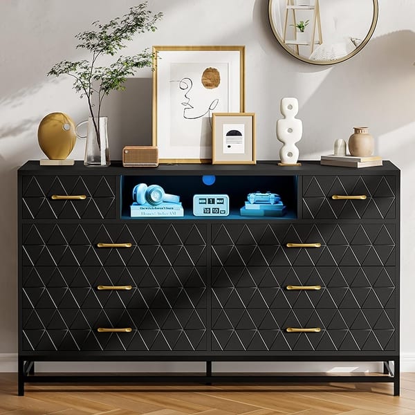 led dresser Lumio 59" LED 6-Drawer Dresser with Charging Station