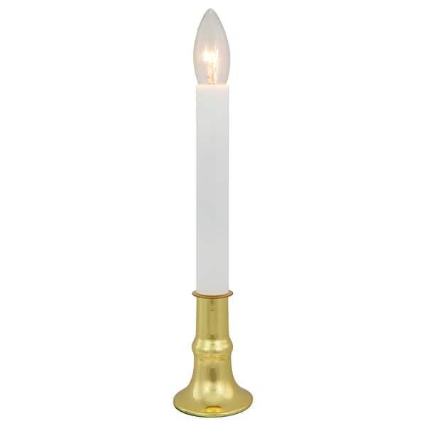 slide 2 of 4, 9" White and Gold C7 Light Christmas Candle Lamp with Timer - Set of 4