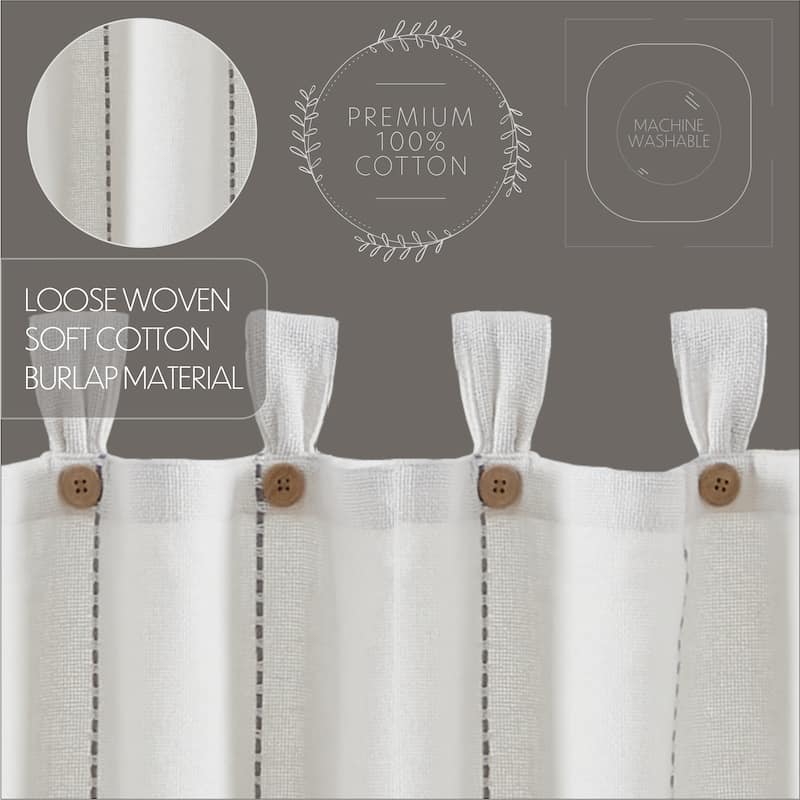 Stitched Burlap White Valance 16x90 - M