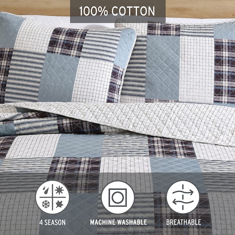 Eddie Bauer Camano Island Cotton Reversible Plum Quilt Set