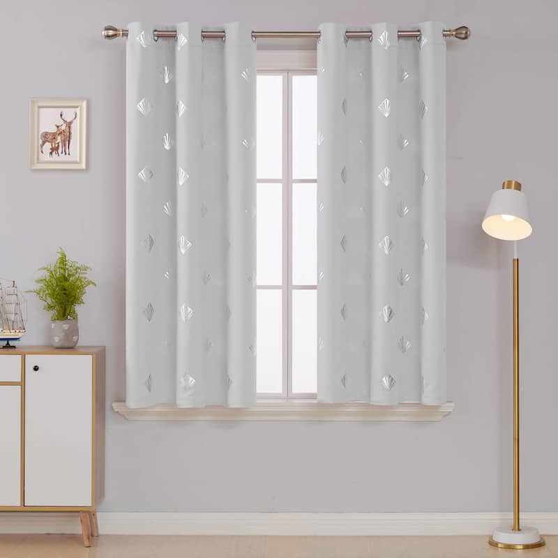 Shell Pattern Room Darkening Curtain Panel (2 Panels)