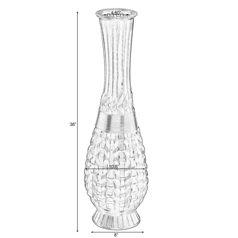 Antique Trumpet Style Brown Bamboo Floor Vase - 36-inch-Tall Decorative Vase for Entryway or Living Room, Vintage-Inspired Decor