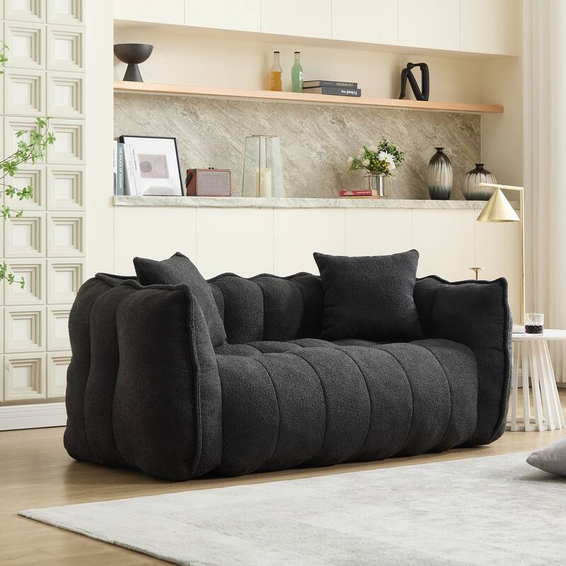 66-Inch Chenille Upholstered Loveseat with Pillows