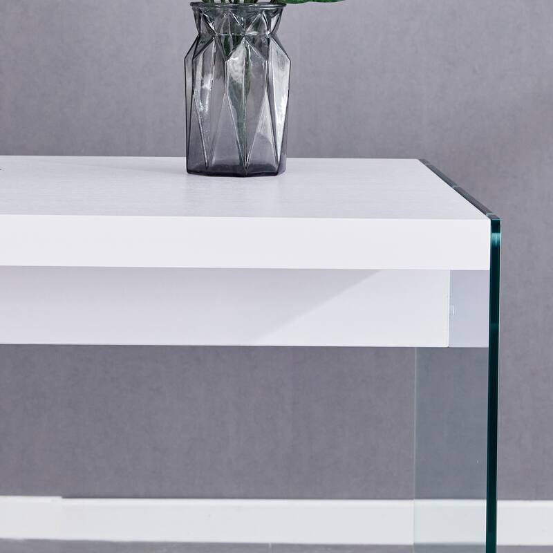Coffee Table:Made Of Medium Density Fiberboard And Stickers,With Transparent Tempered Glass On Both Sides