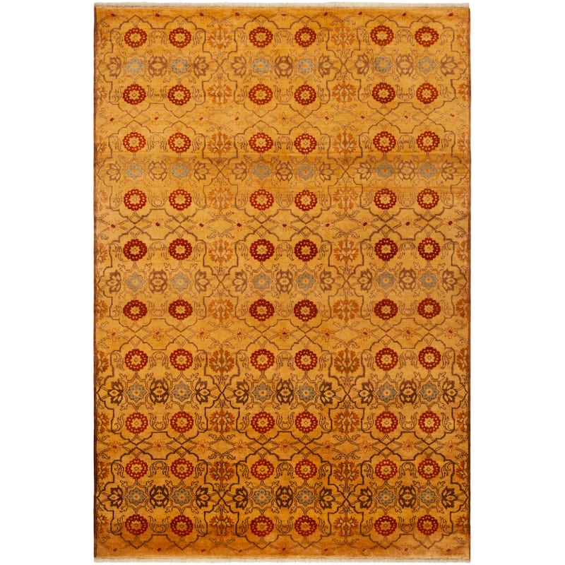 SAFAVIEH Couture Hand-knotted Fumiyo Modern Wool Rug - 9' x 12' - Cream/Saffron