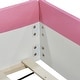 preview thumbnail 4 of 48, Upholstered Floor Bed Fence Bed Slat Platform Bed with Fence and Second Level Ladder, Anti-collision Frame for Kids Toddler