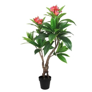 4ft Fuchsia Artificial Plumeria Flower Tree Tropical Plant in Black Pot ...
