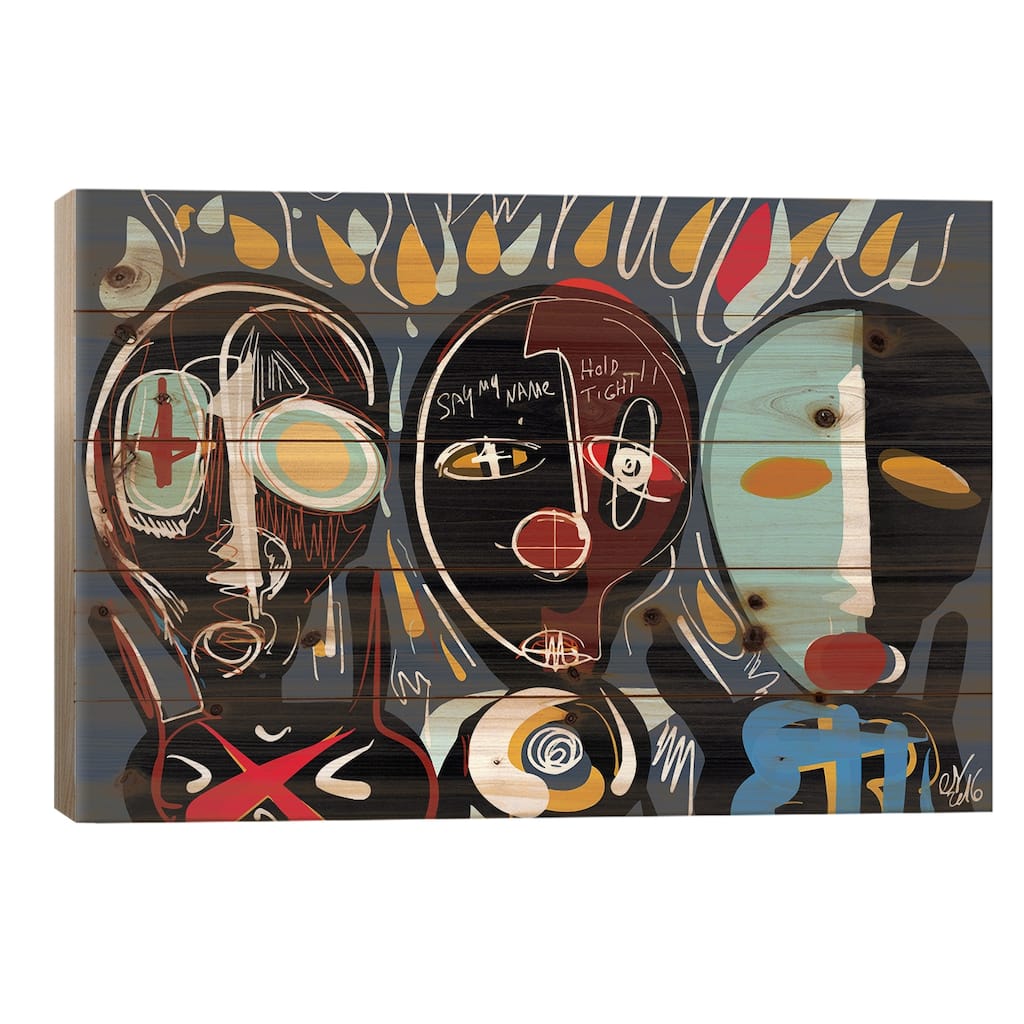 We Are A Family Print On Wood by Emmanuel Signorino - Multi-Color